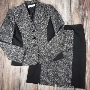 Tahari skirt suit black white 6 petite